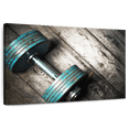 thumbnail image 1 of Elephant Stock Dumbbell Wall Art - Horizontal Canvas Wall Art - Living Room Wall Decor - Sports Canvas - Turquoise And Brown Decor - 12" x 8", 1 of 8