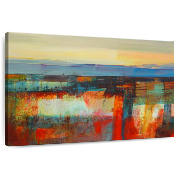 Elephant Stock Early Morning Light Wall Art - Horizontal Canvas Wall Art - Living Room Wall Decor - Abstract Canvas - Yellow And Red Decor By Kate Boyce - 45" x 30"