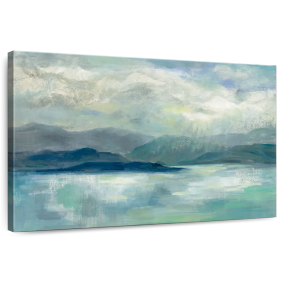 Elephant Stock Early Sunrise Wall Art - Horizontal Canvas Wall Art - Living Room Wall Decor - Abstract Canvas - Blue And Yellow Decor By Silvia Vassileva - 24" x 16"