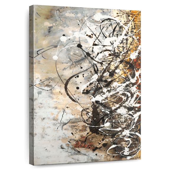 Elephant Stock Earth Melodies Wall Art - Vertical Canvas Wall Art - Living Room Wall Decor - Abstract Canvas - White And Gray Decor By Mara Galvao - 8" x 12"