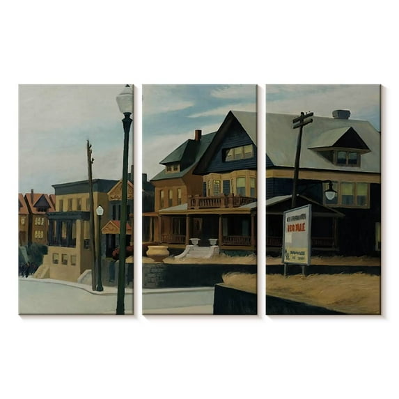 Elephant Stock East Wind Over Weehawken Wall Art - Horizontal Multi Panel Canvas - Living Room Wall Decor - Places Multi Panel - Gray And Brown Decor By Edward Hopper - 23" x 14"
