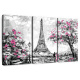 thumbnail image 1 of Elephant Stock Eiffel Tower Landscape Pop Wall Art - Horizontal Multi Panel Canvas - Living Room Wall Decor - Places Multi Panel - Gray And Pink Decor - 23" x 14", 1 of 8