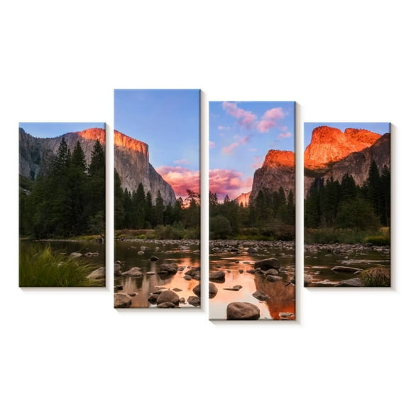 Elephant Stock El Capitan Yosemite National Park Wall Art - Horizontal Multi Panel Canvas - Living Room Wall Decor - Nature Multi Panel - Blue And Orange Decor - 24" x 14"