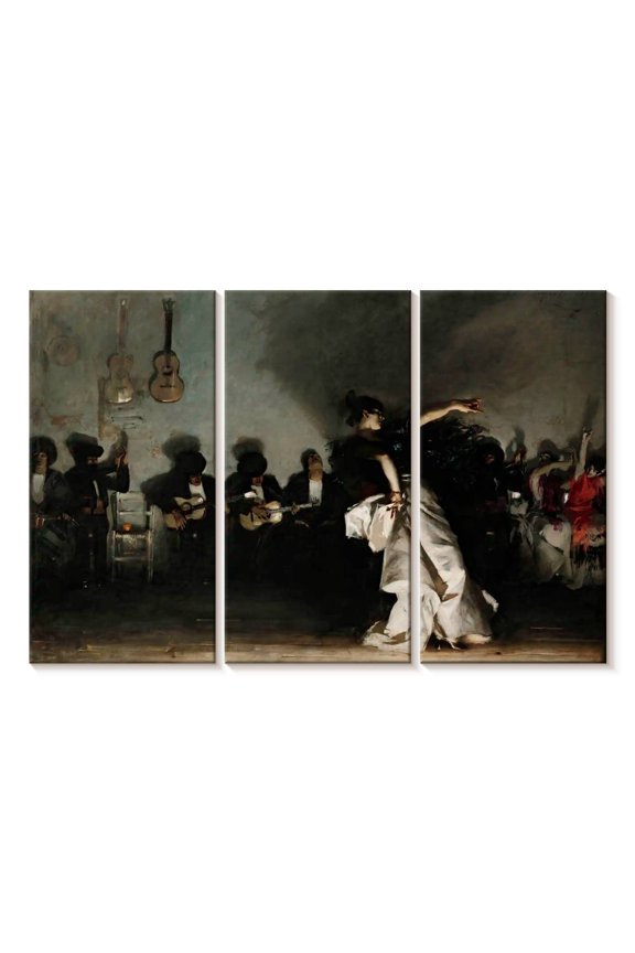El Jaleo Wall Art - Horizontal Multi Panel Canvas - Living Room Wall Decor - Dance Multi Panel - Black And Blue Decor By John Singer Sargent - 65" x 42"