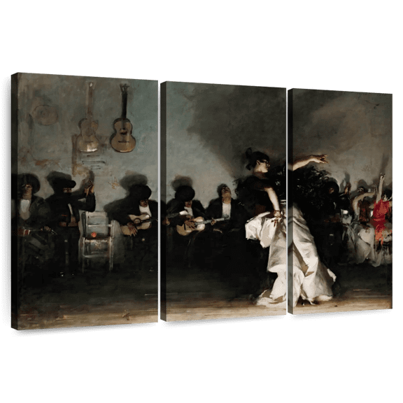 Elephant Stock El Jaleo Wall Art - Horizontal Multi Panel Canvas - Living Room Wall Decor - Dance Multi Panel - Black And Blue Decor By John Singer Sargent - 74" x 48"