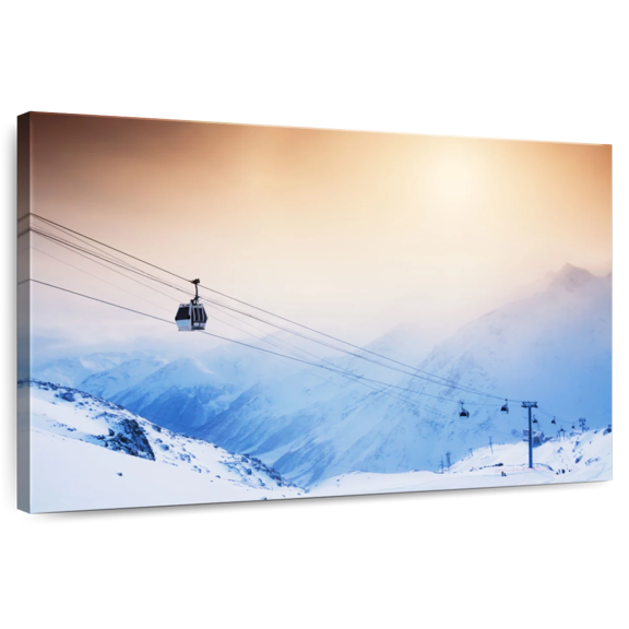 Elephant Stock Elbrus Ski Car Wall Art - Horizontal Canvas Wall Art - Living Room Wall Decor - Nature Canvas - Blue And Purple Decor - 12" x 8"