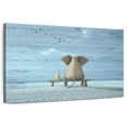 thumbnail image 1 of Elephant Stock Elephant Daydream Wall Art - Horizontal Canvas Wall Art - Kids Room Wall Decor - Kids And Nursery Canvas - Blue And Brown Decor - 30" x 20", 1 of 8