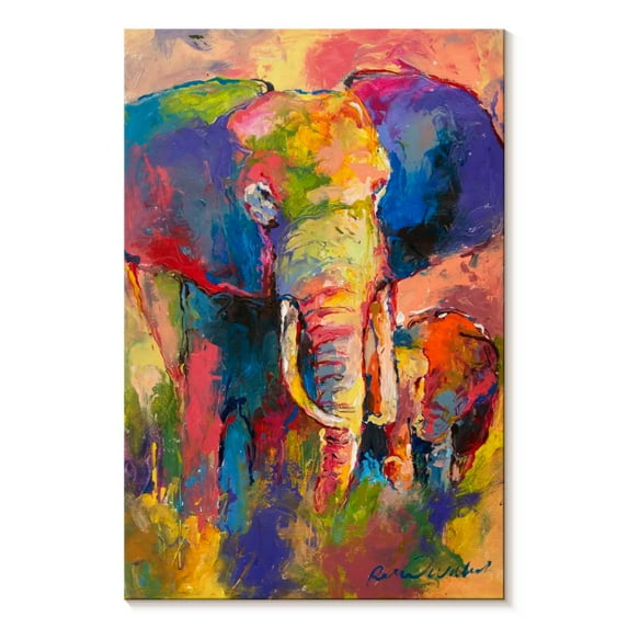 Elephant Stock Elephant I Wall Art - Vertical Canvas Wall Art - Living Room Wall Decor - Animal Canvas - Blue And Pink Decor By Richard Wallich - 26" x 39"