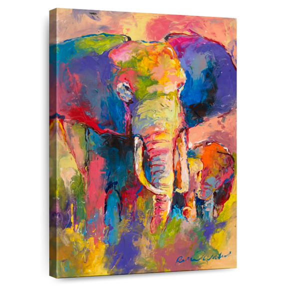 Elephant Stock Elephant I Wall Art - Vertical Canvas Wall Art - Living Room Wall Decor - Animal Canvas - Blue And Pink Decor By Richard Wallich - 26" x 39"