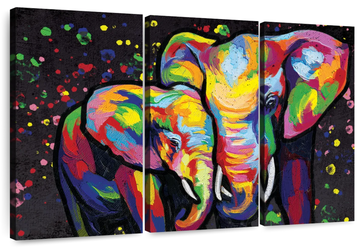 Elephant Stock Elephant Parent And Child Abstract Color Wall Art ...