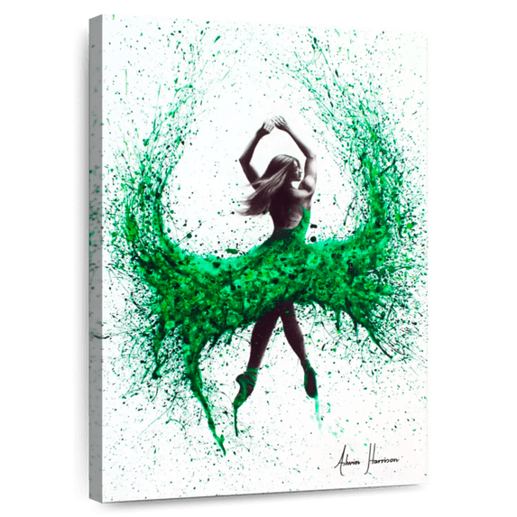 Elephant Stock An Emerald Love Wall Art - Vertical Canvas Wall Art - Living Room Wall Decor - Dance Canvas - White And Green Decor By Ashvin Harrison - 8" x 12"