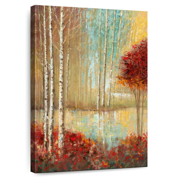 Elephant Stock Emerald Pond Wall Art - Vertical Canvas Wall Art - Living Room Wall Decor - Nature Canvas - Red And Orange Decor By Ruane Manning - 8" x 12"