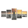 thumbnail image 1 of Elephant Stock Empire State Sunset Pop Wall Art - Horizontal Multi Panel Canvas - Living Room Wall Decor - Architecture Multi Panel - Gray And Yellow Decor - 74" x 34", 1 of 4
