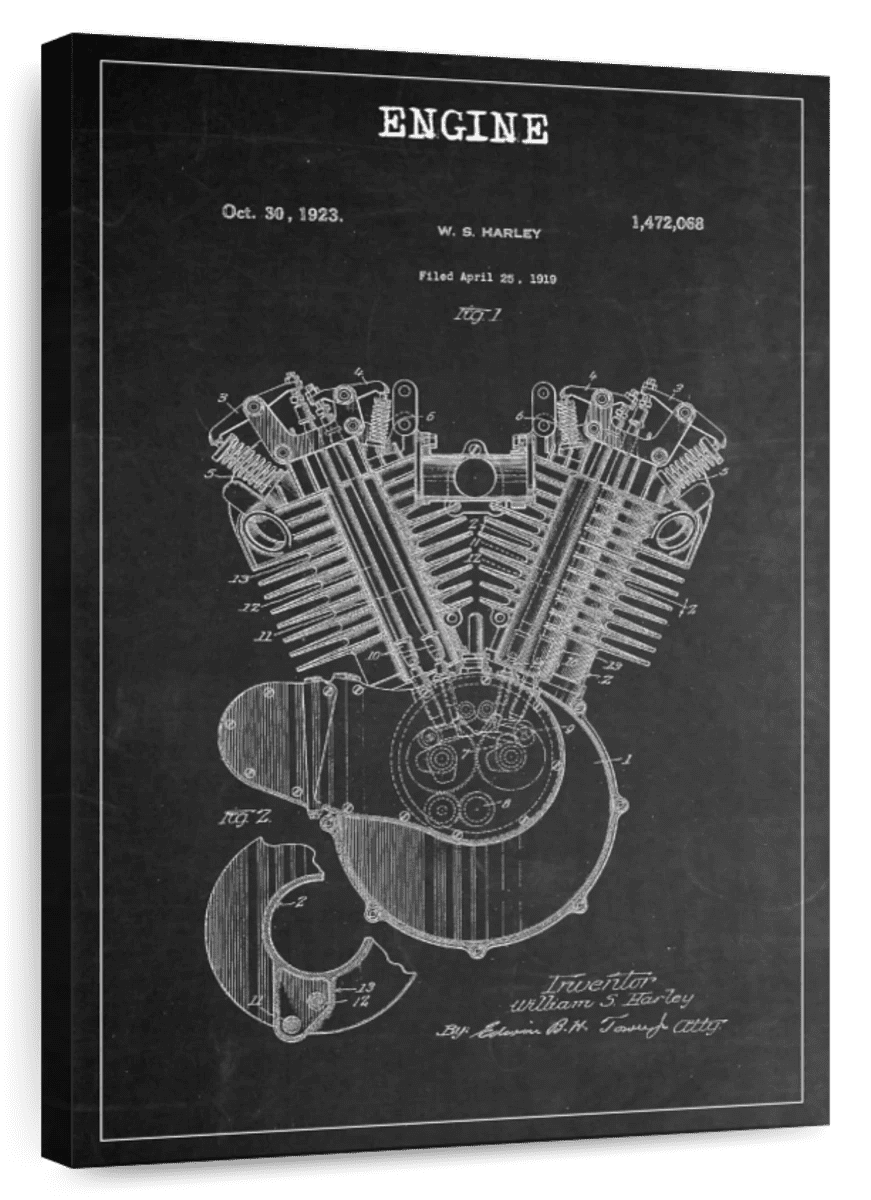 Elephant Stock Engine Bw Patent Wall Art - Vertical Canvas Wall Art ...