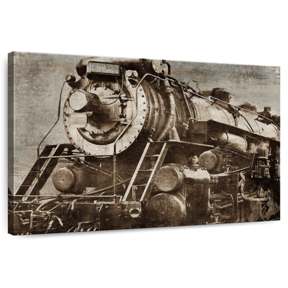 Elephant Stock Engine Locomotive Wall Art - Horizontal Canvas Wall Art - Living Room Wall Decor - Transportation Canvas - Brown And Beige Decor By Dylan Matthews - 12" x 8"
