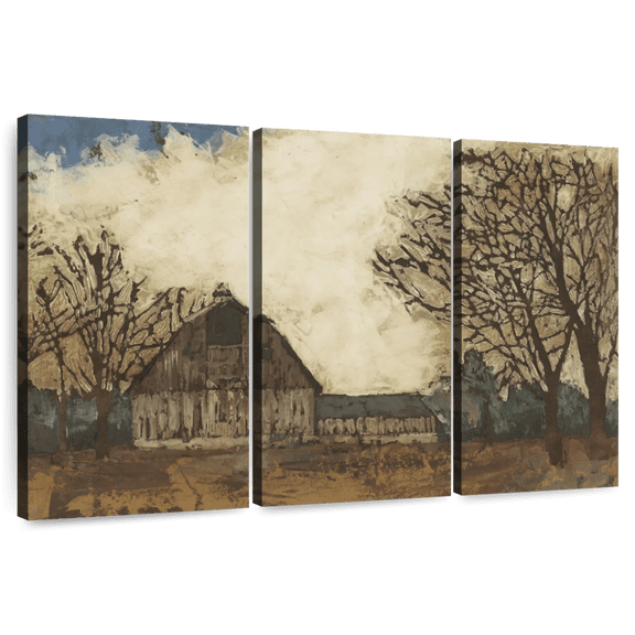 Elephant Stock Erstwhile Barn I Wall Art - Horizontal Multi Panel Canvas - Living Room Wall Decor - Architecture Multi Panel - Beige And Brown Decor By Megan Meagher - 38" x 24"