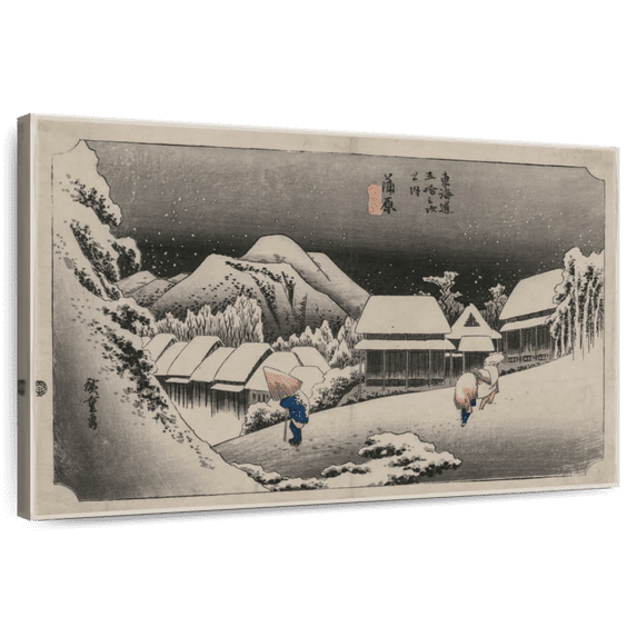 Elephant Stock Evening Snow At Kambara Wall Art - Horizontal Canvas Wall Art - Living Room Wall Decor - Nature Canvas - Gray And Black Decor By Utagawa Hiroshige - 48" x 32"
