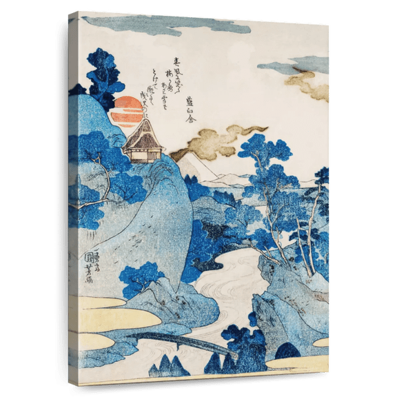Elephant Stock An Evening View Of Fuji Wall Art - Vertical Canvas Wall Art - Living Room Wall Decor - Nature Canvas - Blue And Beige Decor By Utagawa Kuniyoshi - 8" x 12"