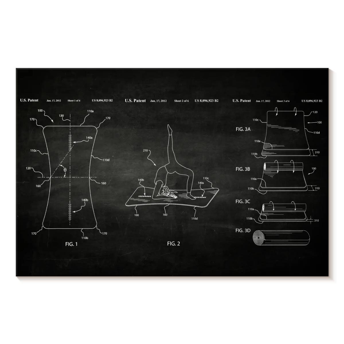 Elephant Stock Exercise Mat Bw Patent Wall Art - Horizontal Canvas Wall ...