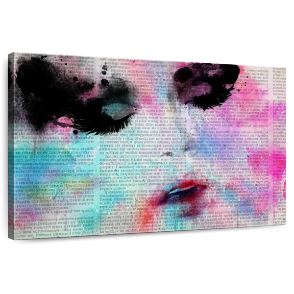 Elephant Stock Exotic Makeup Wall Art - Horizontal Canvas Wall Art - Living Room Wall Decor - Fashion And Beauty Canvas - Black And Pink Decor - 12" x 8"