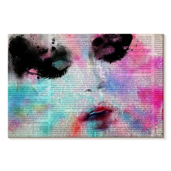 Elephant Stock Exotic Makeup Wall Art - Horizontal Canvas Wall Art - Living Room Wall Decor - Fashion And Beauty Canvas - Black And Pink Decor - 51" x 34"