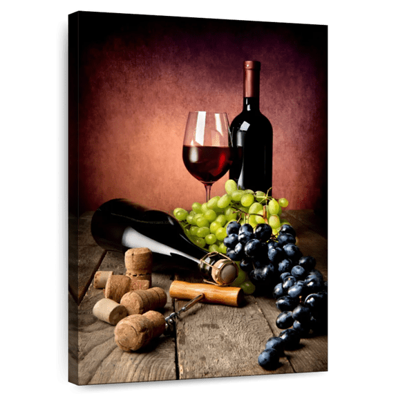 Elephant Stock Exquisite Red Wine Wall Art - Vertical Canvas Wall Art - Living Room Wall Decor - Food And Drink Canvas - Gray And Red Decor - 26" x 39"