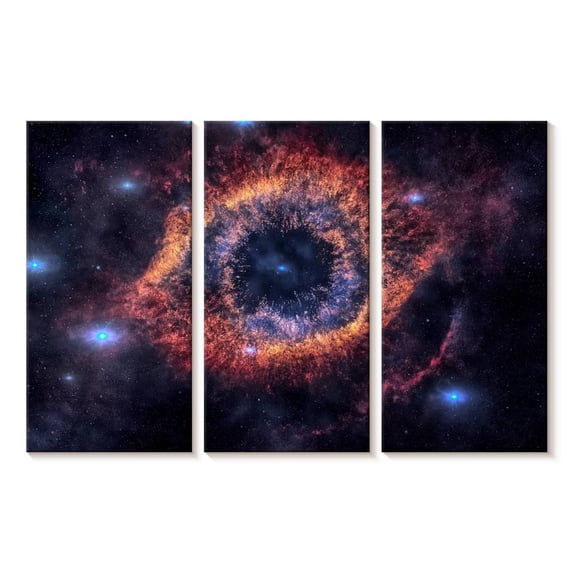 Elephant Stock Eye Of God Nebula Wall Art - Horizontal Multi Panel Canvas - Living Room Wall Decor - Astronomy & Space Multi Panel - Black And Orange Decor - 23" x 14"