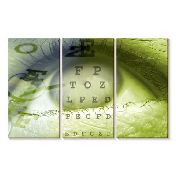 Elephant Stock Eye Vision Wall Art - Horizontal Multi Panel Canvas - Living Room Wall Decor - Profession Multi Panel - Green And Gray Decor - 33" x 20"