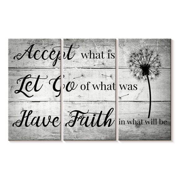 Elephant Stock Have Faith Quote Wall Art - Horizontal Multi Panel Canvas - Living Room Wall Decor - Inspirational And Typography Multi Panel - Black And Gray Decor - 33" x 20"