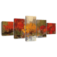 thumbnail image 1 of Elephant Stock Fall Riverside I Wall Art - Horizontal Multi Panel Canvas - Bedroom Wall Decor - Abstract Multi Panel - Yellow And Orange Decor By Silvia Vassileva - 80" x 36", 1 of 8