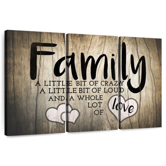 Elephant Stock Family Love Typography Wall Sign Wall Art - Horizontal Multi Panel Canvas - Living Room Wall Decor - Wall Signs Multi Panel - Black And White Decor - 33" x 20"