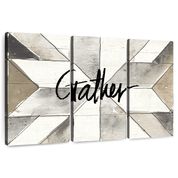 Elephant Stock Farm Memories Gather Wall Art - Horizontal Multi Panel Canvas - Dining Room Wall Decor - Inspirational And Typography Multi Panel - Black And Gray Decor By Anne Tavoletti - 38" x 24"