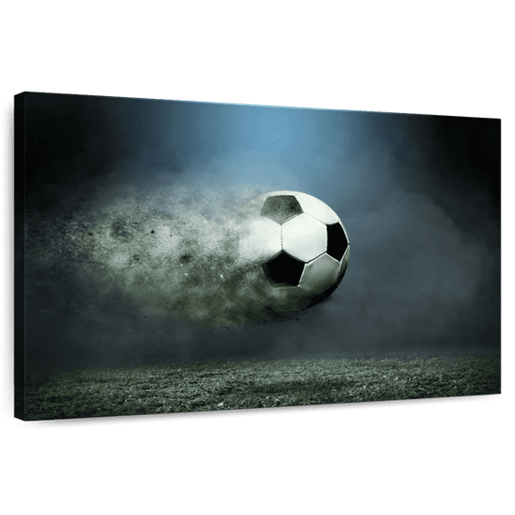 Elephant Stock Fast Trail Soccer Ball Wall Art - Horizontal Canvas Wall Art - Living Room Wall Decor - Sports Canvas - Black And White Decor - 48" x 32"