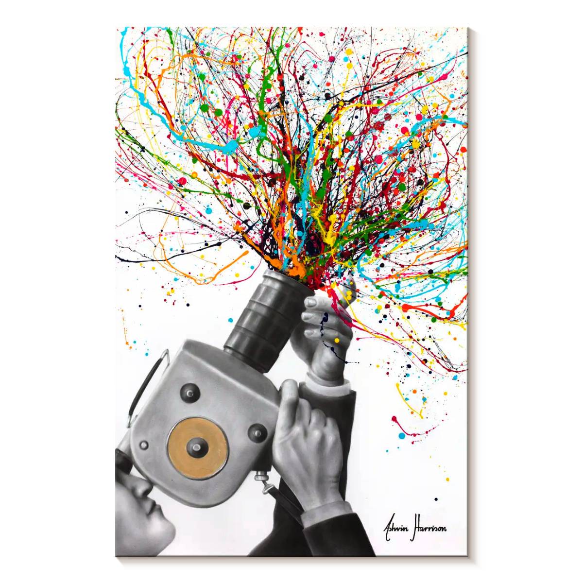 Elephant Stock Filming The Action Wall Art - Vertical Canvas Wall Art ...