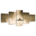 thumbnail image 1 of Elephant Stock First Class Plane Wall Art - Horizontal Multi Panel Canvas - 5 Pieceliving Room Wall Decor - Photography Transportation Multi Panel - Brown And Gray Decor - 55" x 24", 1 of 8