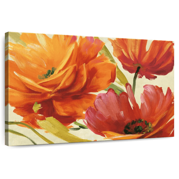 Elephant Stock Flamboyant Flowers Wall Art - Horizontal Canvas Wall Art - Living Room Wall Decor - Floral And Botanical Canvas - Orange And Brown Decor By Lisa Audit - 12" x 8"