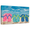 thumbnail image 1 of Elephant Stock Flip Flops In The Sand Wall Art - Horizontal Canvas Wall Art - Living Room Wall Decor - Beach Canvas - Blue And Teal Decor By Julie Derice - 48" x 32", 1 of 8