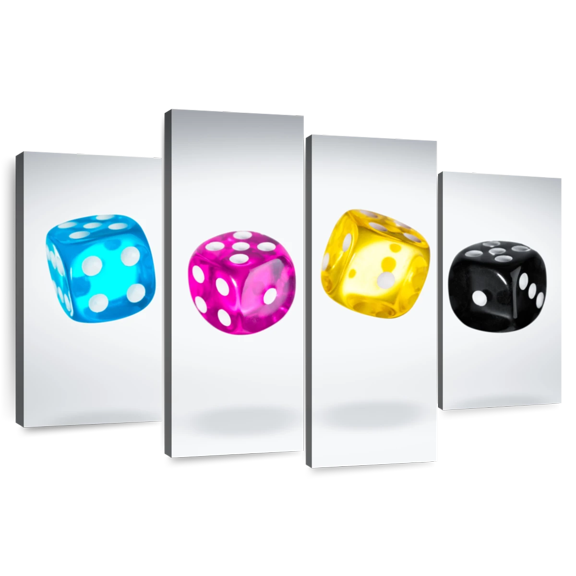 Elephant Stock Floating Dice Wall Art - Horizontal Multi Panel Canvas - Living Room Wall Decor - Hobbies And Lifestyle Multi Panel - Gray And Black Decor - 36" x 22"
