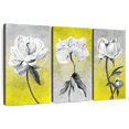 thumbnail image 1 of Elephant Stock Floral Triptych Wall Art - Horizontal Multi Panel Canvas - Lobby Wall Decor - Floral And Botanical Multi Panel - White And Gray Decor - 45" x 28", 1 of 8