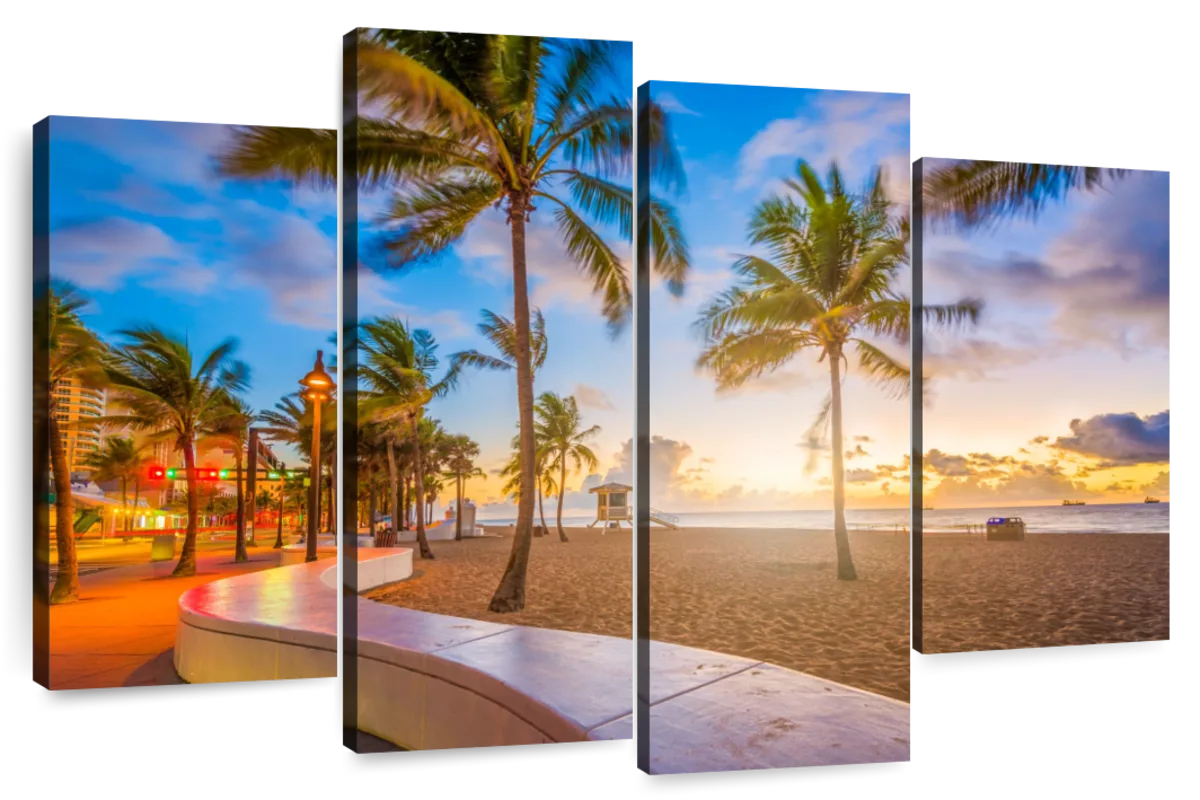 Elephant Stock Florida Beach Twilight Wall Art - Horizontal Multi Panel ...