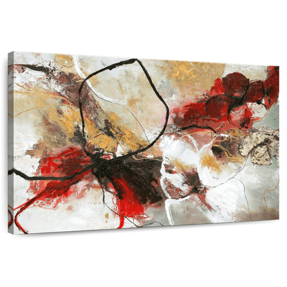 Elephant Stock Flower Fall Wall Art - Horizontal Canvas Wall Art - Living Room Wall Decor - Abstract Canvas - Brown And Black Decor By Design Fabrikken - 39" x 26"