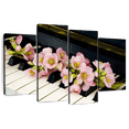 thumbnail image 1 of Elephant Stock Flowers On Piano Wall Art - Horizontal Multi Panel Canvas - Living Room Wall Decor - Music Multi Panel - Black And Pink Decor - 84" x 54", 1 of 8