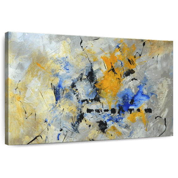 Elephant Stock Fluttering Heart Abstract Wall Art - Horizontal Canvas Wall Art - Living Room Wall Decor - Abstract Canvas - Orange And Gray Decor By Pol Ledent - 12" x 8"