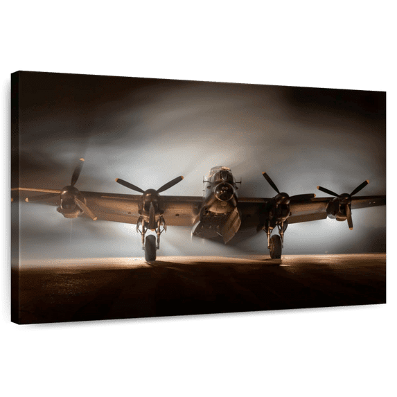 Elephant Stock Flying Fortress Airplane Wall Art - Horizontal Canvas Wall Art - Living Room Wall Decor - Transportation Canvas - Black And Gray Decor - 48" x 32"