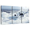 thumbnail image 1 of Elephant Stock Flying Luxury Private Jet Wall Art - Horizontal Multi Panel Canvas - Living Room Wall Decor - Transportation Multi Panel - Silver And Gray Decor - 33" x 20", 1 of 8