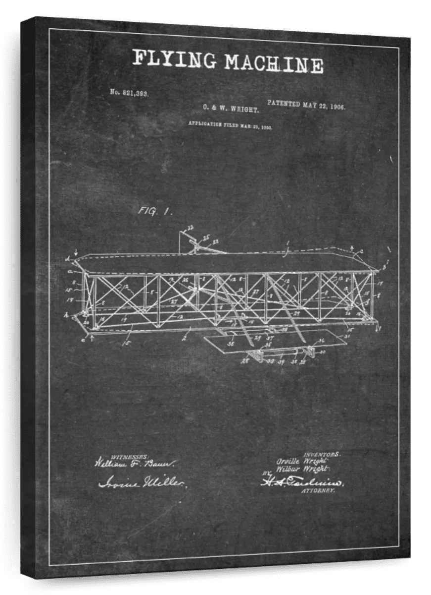 Elephant Stock Flying Machine Patent Wall Art - Vertical Canvas Wall ...