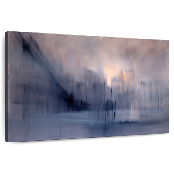 Elephant Stock Foggy Dew Wall Art - Horizontal Canvas Wall Art - Living Room Wall Decor - Abstract Canvas - Gray And Beige Decor By Annette Schmucker - 12" x 8"