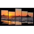 thumbnail image 1 of Elephant Stock Folly Beach Wall Art - Horizontal Multi Panel Canvas - Living Room Wall Decor - Beach Multi Panel - Orange And Blue Decor - 49" x 24", 1 of 4