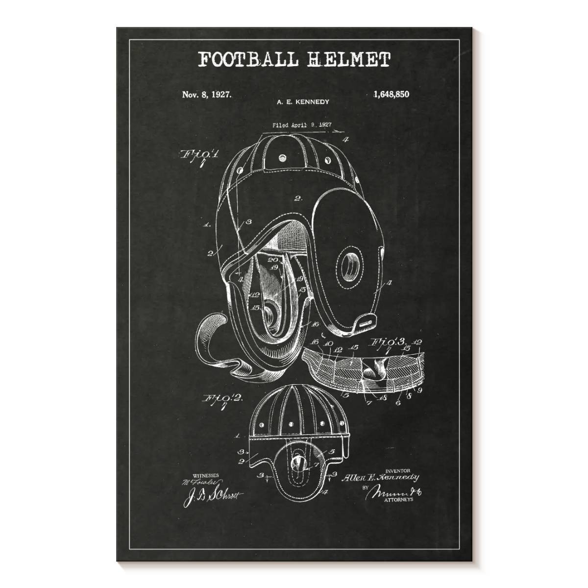 Elephant Stock Football Helmet Bw Patent Wall Art - Vertical Canvas ...