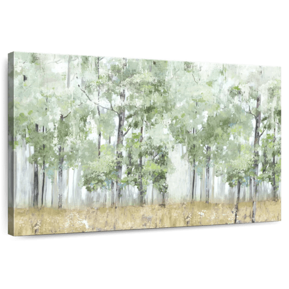 Elephant Stock Into The Forest Light Wall Art - Horizontal Canvas Wall Art - Dining Room Wall Decor - Floral And Botanical Canvas - Blue And Green Decor By Allison Pearce - 51" x 34"